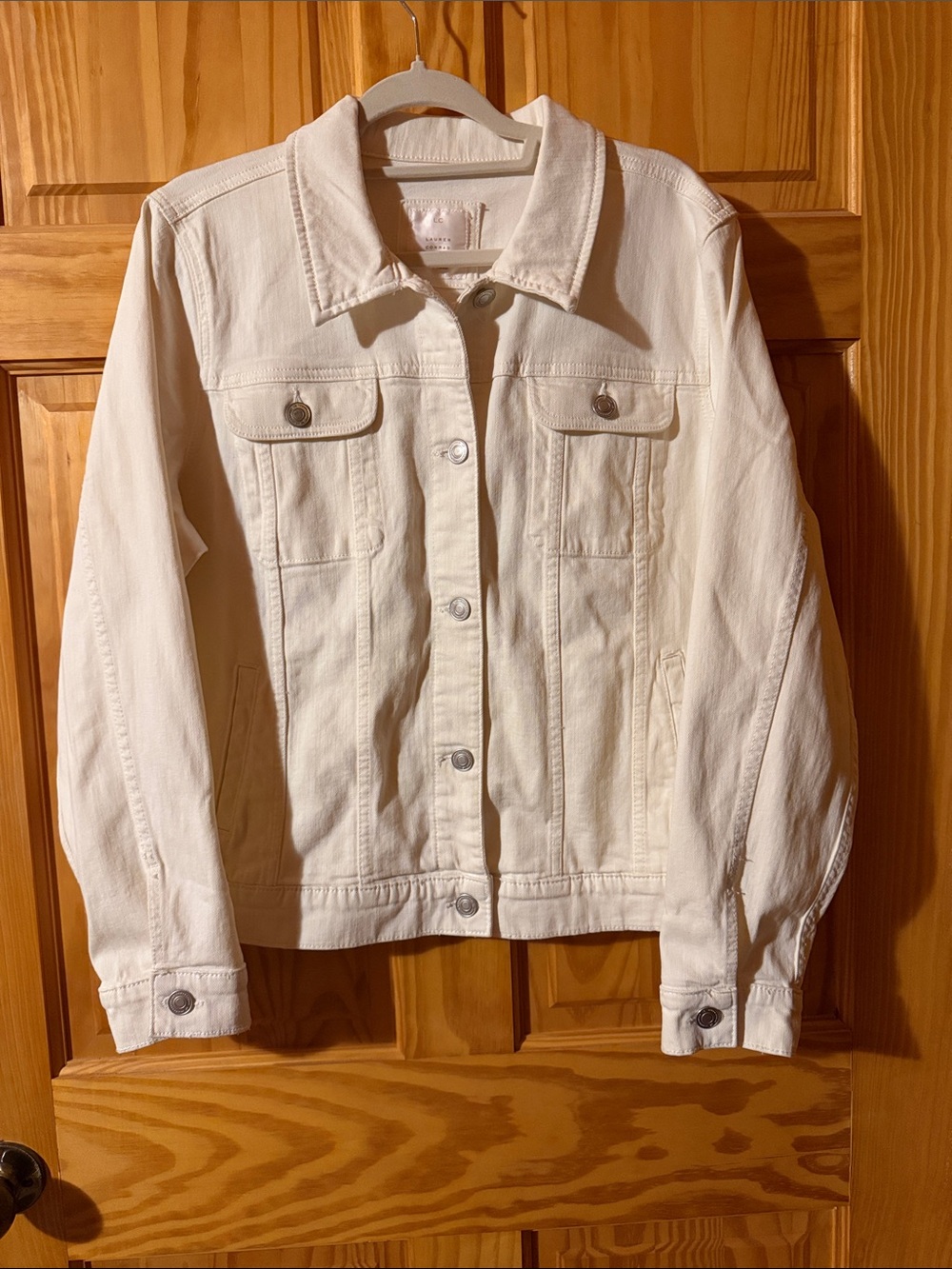 LC Lauren Conrad Cream Jean Jacket with Button Front Size XXL